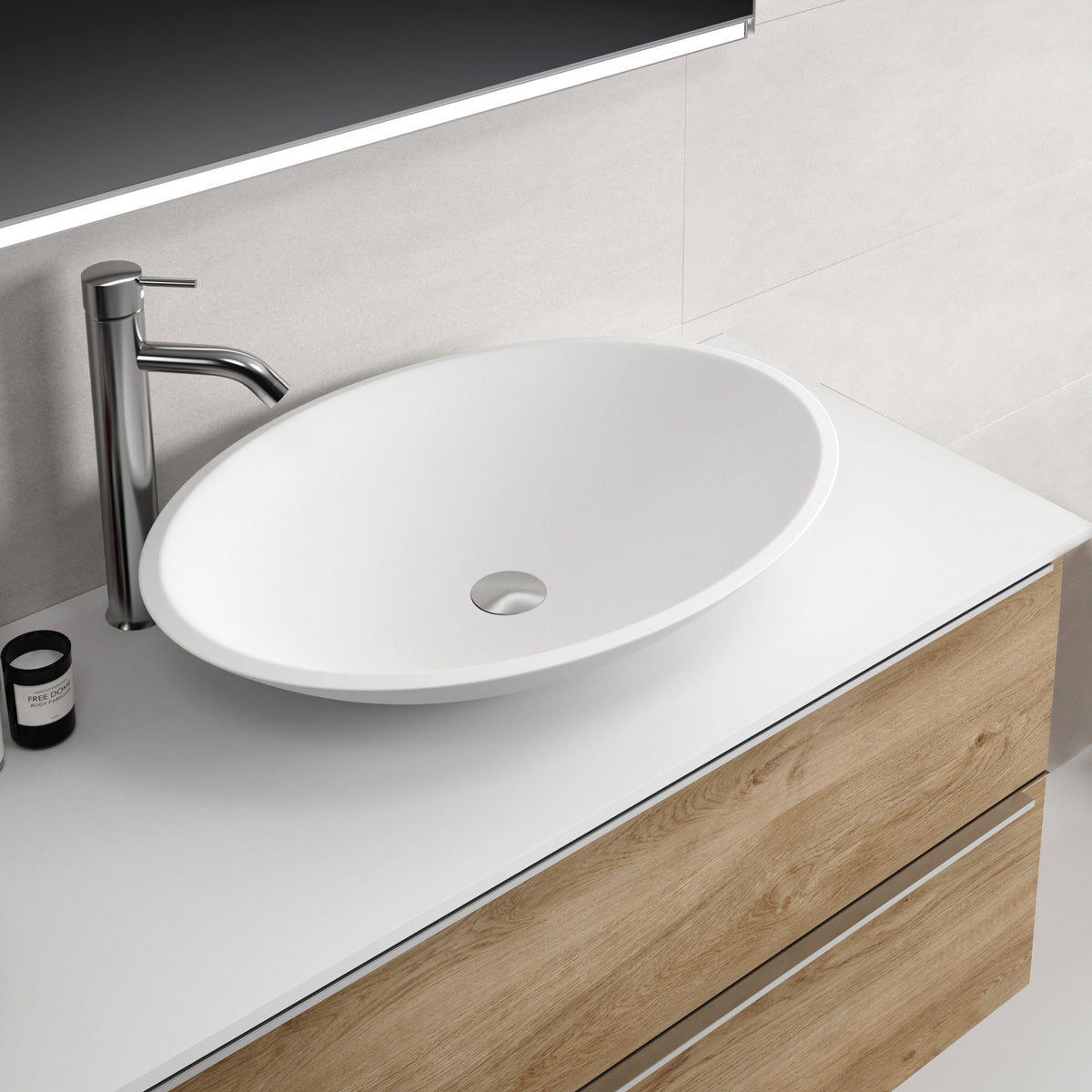 Bänkskiva Solid Surface Tenfors 120x45 cm Vit Matt