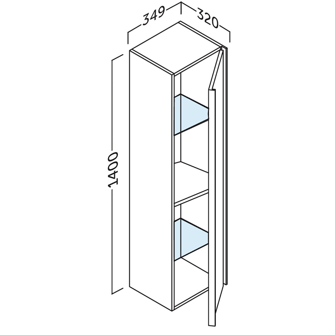 Högskåp Badrum 35x140 cm Tenfors Nordlig Grå Furu