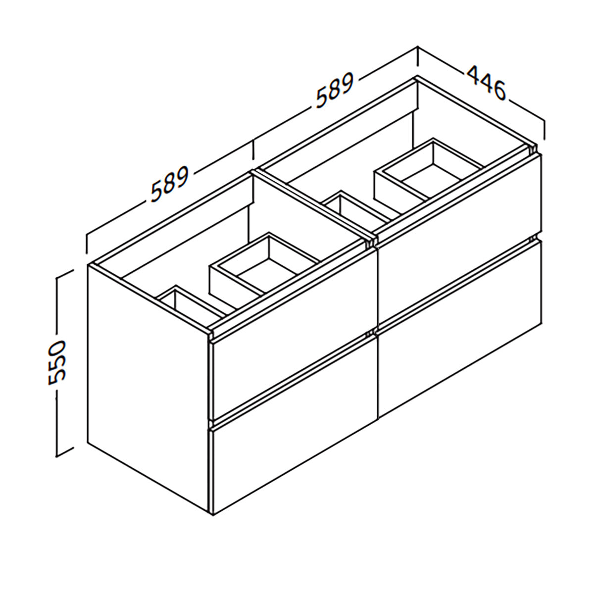 Kommod & Tvättställ 120 cm Tenfors Viken Svart Matt 4 lådor
