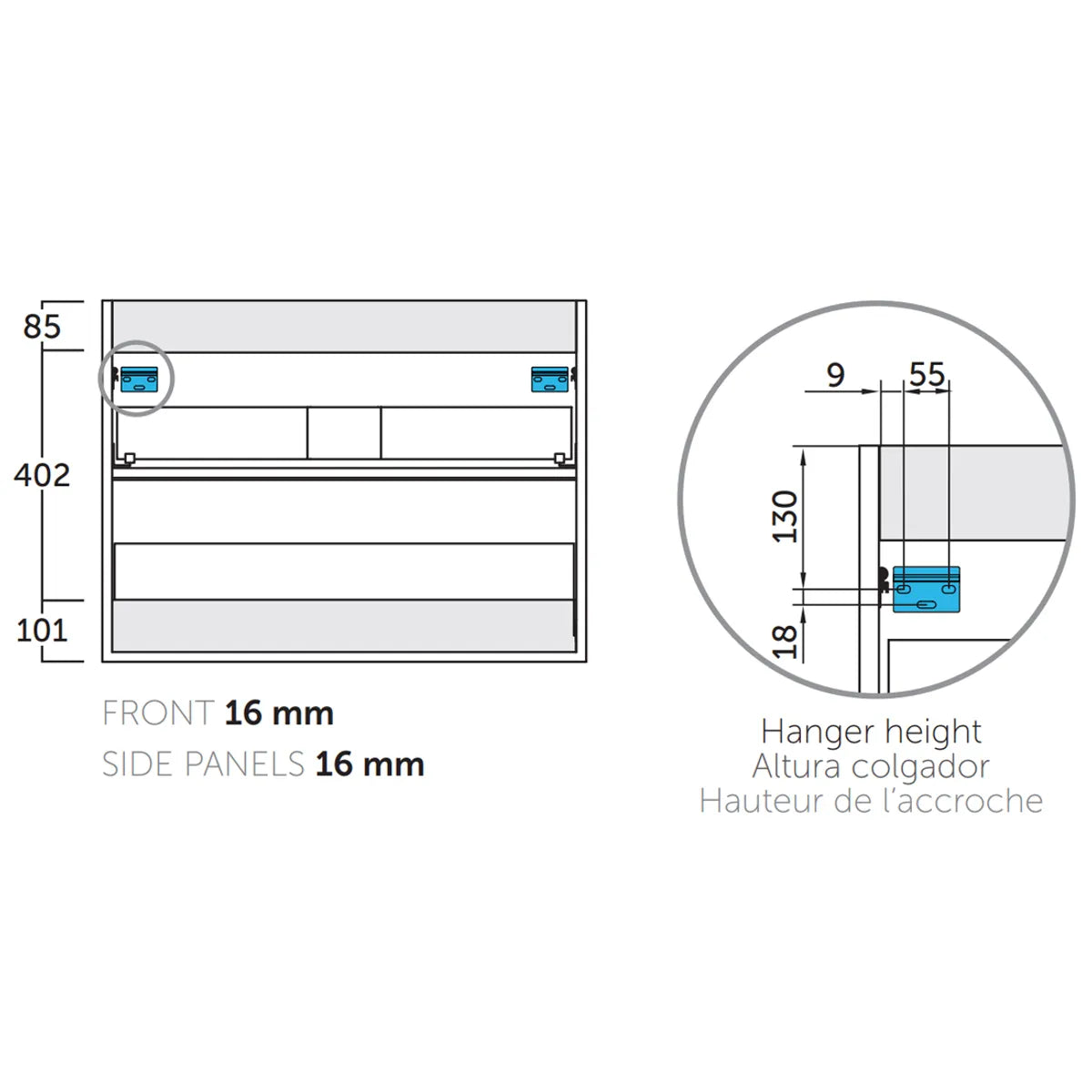 Kommod & Tvättställ 60 cm Tenfors Nordlig Valnöt